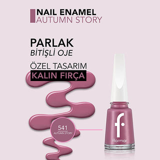 flormar nail enamel autumn story bottle, flormar nail enamel application, color swatch of flormar nail enamel 541 Flormar Nail Enamel - Autumn Story 541 | Perfect for Nail Enthusiasts Flormar Nail Enamel - Autumn Story flormar-nail-enamel, nail-polish, nail-care, vibrant-nail-colors, pigmented-nail-polish, flormar, autumn-nail-colors, durable-nail-enamel, ai-generated, healthy-nails