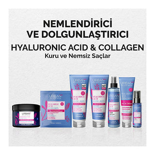 Urban Care Hyaluronic Acid & Collagen Hair Conditioner bottle, Close-up of Hyaluronic Acid & Collagen Hair Conditioner application, Before and after results of using hair conditioner Urban Care Hyaluronic Acid & Collagen Hair Conditioner - Moisturizing & Nourishing for Dry Hair | 200 ml Urban Care Hyaluronic Acid & Collagen Hair Conditioner hair-conditioner, vegan-hair-care, hyaluronic-acid, collagen-hair-care, dry-hair-treatment, moisturizing-hair-care, food-grade, eco-friendly, paraben-free, ai-generated