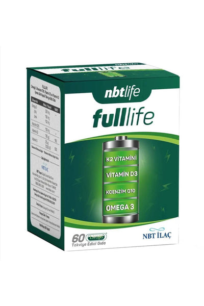 NBT Life Fulllife: Omega 3, Coenzyme Q10, Vitamin D3 & K2 Liquid Capsules - Support Heart Health, Immunity & Bones (60 C