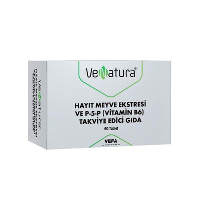 VeNatura Vitamin B6 Supplement with Hayõt Meyve Ekstresi - 60 Tablets for Immune System & Energy Support