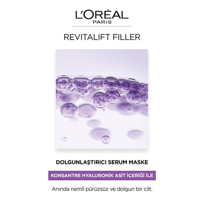 Loreal Paris Revitalift: Hyaluronic Acid Serum Mask - Intense Hydration & Fine Line Reduction - Plumping & Anti-Aging Fa