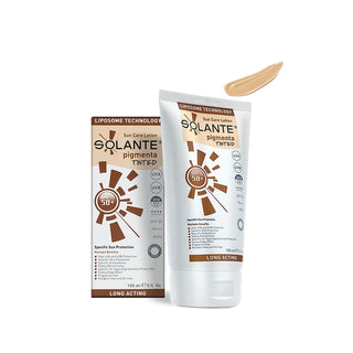 Solante Pigmenta Tinted Sunscreen Lotion SPF 50+ (150ml) - Even Skin Tone, Protect from Hyperpigmentation & Sun Damage Solante Pigmenta SPF 50+ Tinted Sunscreen - Hyperpigmentation & Sun Protection tinted sunscreen, SPF 50+ lotion, sun protection for hyperpigmentation, pigment correcting sunscreen, Solante Pigmenta, tinted face sunscreen, sunscreen with tint, hyperpigmentation treatment sunscreen, sun protection, hyperpigmentation, uneven skin tone, sunscreen, tinted lotion, face sunscreen, daily sunscreen,