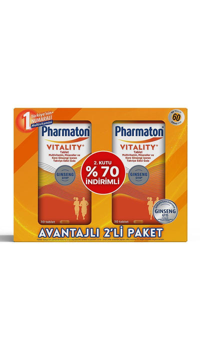 Pharmaton Vitality: Energy Boosting Multivitamin Supplement - Combats Fatigue & Enhances Mental Performance - 60 Tablets
