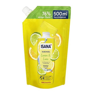 Isana Lemon & Lime Shower Gel Refill - 16.91 fl oz - Vegan, Dermatologically Tested, pH Balanced Isana Lemon & Lime Shower Gel Refill - Vegan & pH Balanced shower gel refill, lemon scented shower gel, vegan shower gel, dermatologically tested shower gel, pH balanced shower gel, eco-friendly shower gel, cruelty-free shower gel, sustainable shower products, gentle shower gel, refreshing shower gel, Isana shower gel, refill shower gel, lemon shower gel, green beauty products, personal care, skincare, cleansing