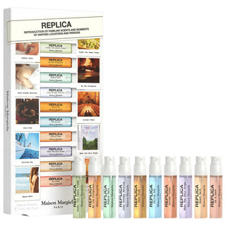Maison Margiela 'REPLICA' Memory Box Sampler Set - Luxury Fragrance Gift Set with 10 Discovery-size Eau de Toilettes Maison Margiela 'REPLICA' Memory Box - Luxury Fragrance Sampler Set Maison Margiela REPLICA Fragrance Set, Nostalgic Fragrances Sampler, Luxury Fragrance Gift Set, Discovery-size Fragrances, REPLICA Memory Box, Fragrance Sampler Set, Gift Sets, Luxury Gifts, Fragrance Gifts, Maison Margiela Fragrances, Nostalgic Scents, Perfume Sampler, High-end Fragrances, Unique Fragrance Sets