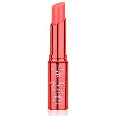Golden Rose Glow Kiss Peach Shake Tinted Lip Balm: Shea Butter, Hyaluronic Acid & SPF 15 - Vegan Moisturizing Natural Li