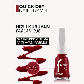 Flormar Quick Dry Nail Polish - Highly Pigmented, Long Lasting, 60-Second Drying Time Flormar Quick Dry Nail Polish - 60 sec Drying, Long Lasting Quick Dry Nail Polish, Flormar Nail Polish, Highly Pigmented Nail Color, Long Lasting Nail Polish, Nail Care Products, Cosmetic Products, Beauty Essentials, Nail Polish, Fast Drying Nail Polish, Vibrant Nail Colors