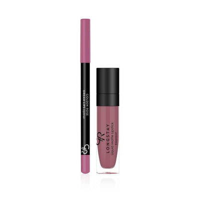 Golden Rose Matte Lip Kit Blush Pink: Long-Lasting, Kissproof Lipstick & Dream Lips Lipliner Set for a Perfect Pout