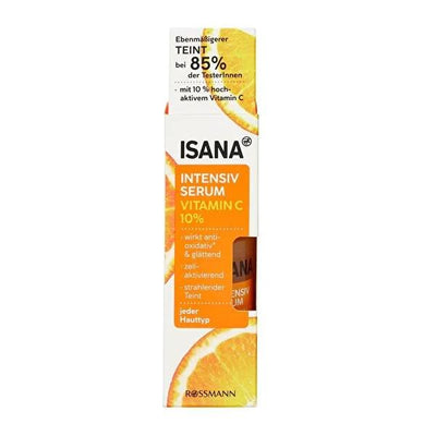 Isana 10% Vitamin C Facial Serum - Brightening & Skin Smoothing - Vegan, Dermatologically Tested - Grapefruit Infused fo