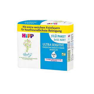 Hipp Ultra Sensitive Baby Wipes - 3 Packs of 52 Count | Gentle Clean