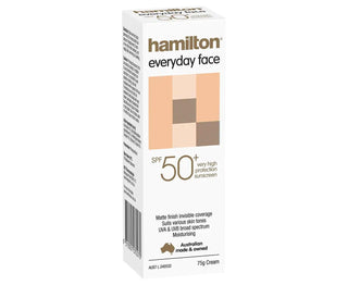 Hamilton Sunscreen Face Cream SPF50+ - Matte Finish, Non-Comedogenic, Moisturizing with Aloe Vera & Vitamin E