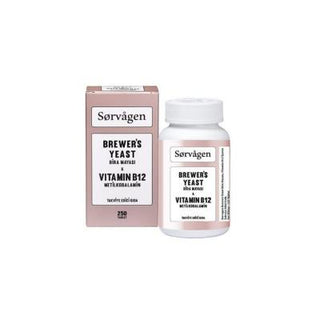 sorvagen brewers yeast vitamin b12 tablets front view, sorvagen brewers yeast vitamin b12 tablets side view, sorvagen brewers yeast vitamin b12 tablets on a table Sorvagen Brewer's Yeast & Vitamin B12 - 250 Tablets Sorvagen Brewer's Yeast & B12 | 250 Tablets sorvagen, brewers-yeast, vitamin-b12, health-supplements, vegetarian-friendly, gluten-free, lactose-free, daily-vitamins, ai-generated, nutritional-support
