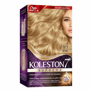 Wella Koleston Supreme 9/1 Light Ash Blonde Hair Dye Kit - Intense Color, Moisture & 100% Gray Coverage for Radiant, Healthy Hair Wella Koleston 9/1 Light Ash Blonde Hair Dye - Radiant Color & Care hair dye, light ash blonde hair dye, Koleston Supreme, hair color kit, permanent hair color, 9/1 hair dye, luxury hair dye, hair coloring, at home hair dye, ash blonde hair color, hair, hair color, ash blonde, light blonde, gray coverage, hair conditioning, hair repair, Plex technology, Lüks Krem Boya, Yağ Bakım 
