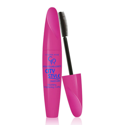 Golden Rose Mega Volume & Length City Style Mascara: Intense Black, Dramatic Lashes, Dual Brush for Ultimate Curl & Defi