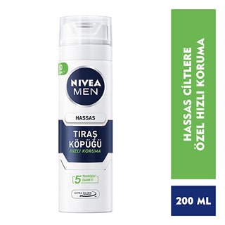 Nivea Men Sensitive Shaving Foam for Men with Sensitive Skin - 6.76 fl oz, Alcohol-Free, Ultra Glide Technology Nivea Men Sensitive Shaving Foam - Alcohol-Free & Soothing Shaving Foam, Sensitive Skin, Nivea Men, Ultra Glide Technology, Alcohol-Free, Men's Grooming, Shaving Essentials, Sensitive Shaving, Dermatologically Tested, Made in Germany, Men's Skincare