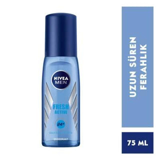 Nivea Men Fresh Active: 48H Odor Protection Deodorant Spray - Ocean Extracts for All-Day Freshness (75ml) Nivea Men Fresh Active: 48H Freshness - Deodorant Spray Nivea Men Deodorant, Men's deodorant spray, Long-lasting deodorant, Fresh deodorant, Ocean scent deodorant, 75 ml deodorant, Men's grooming, Deodorant for active men, deodorant, men's hygiene, body odor protection, fresh scent, active lifestyle, grooming, spray deodorant, ocean fresh, 48 hour protection, odor control, personal care, men's fragrance