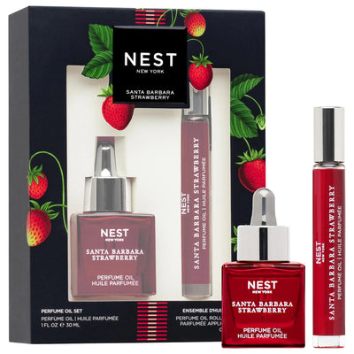 Santa Barbara Strawberry Perfume Oil Duo: Fruity Floral Fragrance, Natural Baobab Infusion, Travel-Friendly Rollerball S