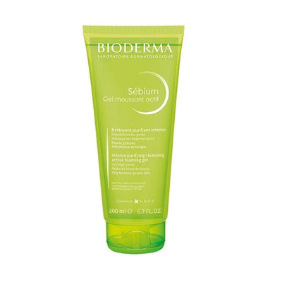 Bioderma Sebium Foaming Gel Active 6.76 fl oz - Gentle Facial Cleanser for Oily Skin with Salicylic Acid & Glycolic Acid