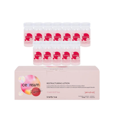 Inebrya Keratin Hair Serum for Damaged Hair - 12x11ml Packets | Repair & Restructure Hair Treatment