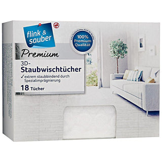 Flink & Sauber Premium Dust Cleaning Cloths - 18 Pack | High Absorbency