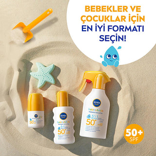 Nivea Baby & Child Sunscreen SPF 50 - UVA/UVB Protection, Water Resistant Sun Protection for Sensitive Skin, Sun Spray, 270 ml Nivea Baby Sunscreen SPF 50: Gentle UVA/UVB Protection baby sunscreen, child sunscreen, sunscreen for sensitive skin, SPF 50 baby sunscreen, water resistant sunscreen for kids, UVA UVB protection baby, pediatrician approved sunscreen, sun protection for infants, Nivea sunscreen baby, baby sun spray, sunscreen, sun protection, kids sunscreen, infants sunscreen, water resistant, UVA p
