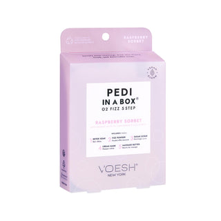Voesh New York Pedi In A Box O2 Fizz Pedicure Kit - 5 Step At-Home Pedicure Solution with Raspberry Scent Voesh New York 5-Step Pedicure Kit - At-Home Luxury pedicure kit, at-home pedicure, 5-step pedicure, Voesh New York, raspberry pedicure kit, foot care, self-care, grooming, beauty products, personal care, home spa, pedicure set, raspberry scented