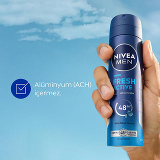 NIVEA MEN Fresh Active Men's Deodorant Spray - 48 Hour Protection, Oceanic Scent, Aluminum-Free NIVEA MEN Fresh Active Deodorant Spray - 48 Hour Protection Men's Deodorant Spray, Long-lasting Deodorant, NIVEA MEN Fresh Active, Aluminum-free Deodorant, Oceanic Scent Deodorant, 48-hour Deodorant Protection, Men's Grooming, Personal Care, Freshness, Confidence, Derma Active Protection, NIVEA INFINIFRESH, Powder-free, Dermatologically Tested, Men's Health, Hygiene Products