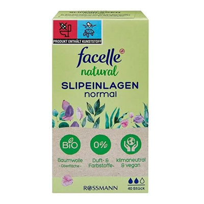 Facelle Organic Cotton Panty Liners: Natural Daily Liners with Breathable Texture & Green Tea, Dermatologically Tested, 