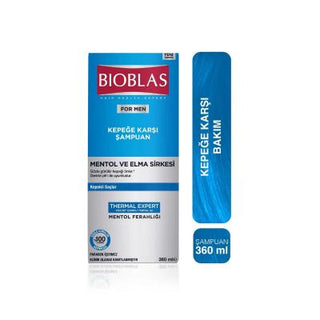 bioblas thermal expert men dandruff shampoo 360 ml, menthol and apple cider vinegar shampoo for men Bioblas Dandruff Shampoo for Men - Thermal Expert | 360 ml Bioblas Dandruff Shampoo for Men - 360 ml bioblas, dandruff-shampoo, men-hair-care, menthol, apple-cider-vinegar, thermal-water, scalp-care, zinc, vitamin-b3, ai-generated