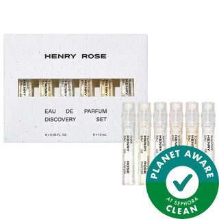 Henry Rose Eau de Parfum Discovery Sampler Set - 6 Unique Fragrances, Clean Beauty, EWG Verified & Cradle to Cradle Certified Henry Rose Fragrance Discovery Set - Clean & Sustainable fragrance discovery set, clean beauty, sustainable fragrances, EWG Verified fragrances, Cradle to Cradle Certified products, fragrance gift set, unique fragrances, eco-friendly beauty products, luxury fragrances, women's fragrances, men's fragrances, genderless fragrances, perfume samplers
