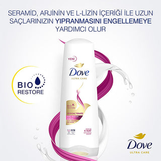 Dove Ultra Care Long Hair Therapy Conditioner - Repair Damaged Hair & Split Ends, Vegan & Cruelty-Free - 11.83 fl oz Dove Long Hair Therapy: Repair Damage & Split Ends - Vegan hair conditioner, long hair care, damaged hair treatment, split ends repair, vegan hair conditioner, cruelty-free hair care, hair growth conditioner, Dove hair conditioner, hair moisturizing conditioner, hair therapy conditioner, long hair, hair repair, split ends, breakage, vegan, cruelty-free, PETA approved, Bio-Restore Complex, Cer