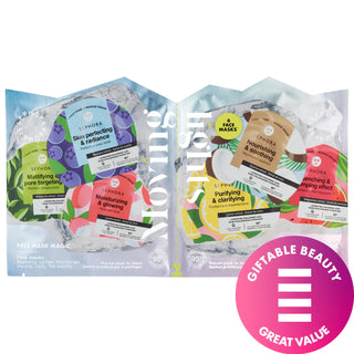 Sephora Collection: Natural Face Mask Set - Nourish & Replenish Dry Skin, 6-Piece Fruit Extract Masks, 95% Natural Origin - Quick 10 Minute Application Sephora Face Mask Set: Natural, Nourishing, For Dry Skin face mask set, natural face mask, dry skin face mask, nourishing face mask, replenishing face mask, Sephora Collection face mask, fruit extract face mask, 10 minute face mask, natural origin face mask, face masks, skincare, dry skin, dullness, natural skincare, quick skincare, hydrating mask, brighteni