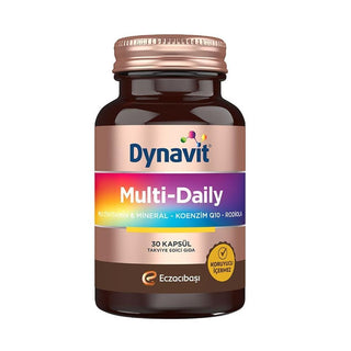 Dynavit Multivitamin Supplement with Koenzim Q10 and Rhodiola - 30 Capsules for Overall Health and Wellness Dynavit Multi-Daily Multivitamin Supplement - 30 Capsules Multivitamin supplement, Daily vitamin capsules, Koenzim Q10 supplement, Rhodiola extract capsules, Dietary supplement for overall health, Health and wellness supplements, Nutritional support, Energy boost, Antioxidant support, Heart health supplements, Stress relief supplements, Mental performance enhancers, Busy lifestyle solutions, Convenien