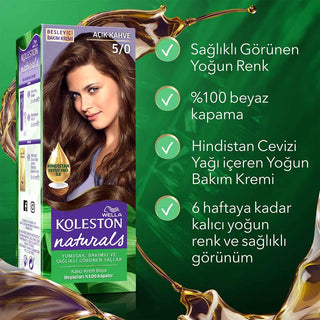 wella koleston naturals hair color 5 0 light brown, wella koleston naturals hair color packaging, swatch of wella koleston naturals hair color 5 0 light brown Wella Koleston Naturals Hair Color 5/0 Light Brown - Rich Color with Coconut Oil | 50 ml Wella Koleston Naturals Hair Color 5/0 Light Brown wella, hair-color, light-brown-hair-dye, natural-coloring, coconut-oil, long-lasting, color-treatment, dye, ai-generated, permanent-hair-color