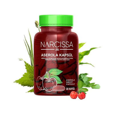 Narcissa - Aserola Extract Dietary Supplement with Prebiotic Fiber - 30 Softgels for Digestive Health & Wellness