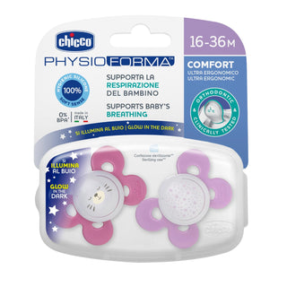 Chicco Pacifier Physio Comfort Girl's Set of 2 Silicone 16-36 Months