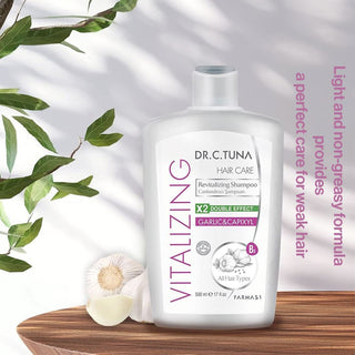 Dr. C. Tuna Revitalizing Shampoo Double Effect Garlic & Capixyl 17 oz. / 500 ml.