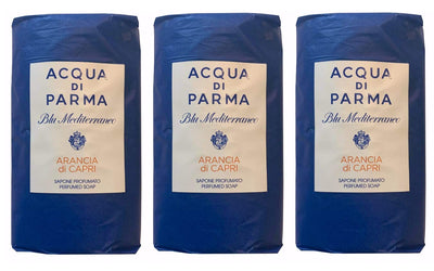 Beauty Care Bag Acqua Di Parma Arancia Di Capri Blu Mediterraneo Wrapped Soaps 100 grams - Set of 3