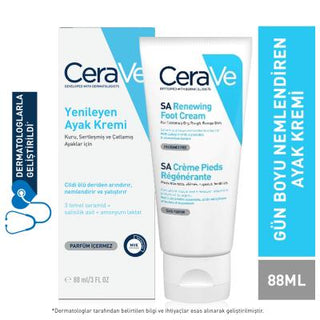 CeraVe SA Renewing Foot Cream - Exfoliates Dry, Cracked Feet with Salicylic Acid, Moisturizes, Fragrance-Free, Hypoallergenic - 88ml (2.96 fl oz) CeraVe SA Foot Cream: Renew Dry, Cracked Feet - Salicylic Acid CeraVe foot cream, SA renewing foot cream, salicylic acid foot cream, dry cracked feet treatment, foot moisturizer for dry skin, fragrance-free foot cream, hypoallergenic foot cream, foot cream for rough feet, exfoliating foot cream, foot cream, foot care, dry feet, cracked feet, rough feet, salicylic 