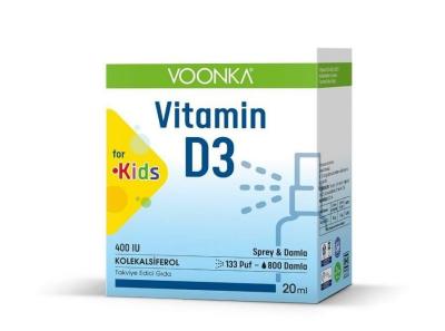 Voonka Vitamin D3 400 IU Kids Spray Supplement - Sugar-Free, Preservative-Free, Supports Bone Health & Immune System