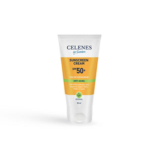 Celenes Herbal: SPF 50+ Anti-Aging Sunscreen - Protect & Rejuvenate Sensitive Skin with Collagen, Fragrance & Paraben Free, Water Resistant - 1.69 fl oz Celenes: SPF 50 Anti-Aging Sunscreen - Sensitive Skin Protection Anti-aging sunscreen, SPF 50+ sunscreen, Sunscreen for sensitive skin, Mineral sunscreen, Organic sunscreen, Water resistant sunscreen, Paraben free sunscreen, Fragrance free sunscreen, Alcohol free sunscreen, Collagen sunscreen, Sunscreen, Facial Sunscreen, UVA/UVB protection, Skin rejuvenati