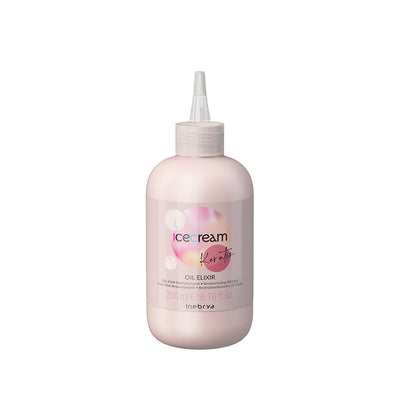 Inebrya Ice Cream Keratin Hair Restructuring Elixir Oil - Nourishing, Repairing Hair Care for Damaged Hair, 6.76 fl oz