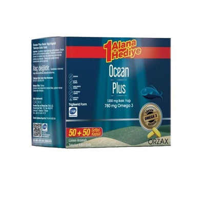 Ocean Plus Omega 3 Fish Oil 1200mg Soft Capsules - Gluten-Free, Molecularly Distilled, 100 Count