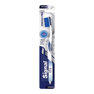 Signal Sensitive Pro Manual Toothbrush for Sensitive Teeth & Gums - Soft Bristle, Gentle Oral Care Signal Sensitive Pro Toothbrush - Gentle Oral Care Sensitive toothbrush, Soft bristle toothbrush, Gentle oral care, Manual toothbrush for sensitive teeth, Toothbrush with tongue cleaner, Oral hygiene, Sensitive teeth care, Gum care, Plaque removal, Fresh breath, Daily oral care, Travel toothbrush, Compact toothbrush