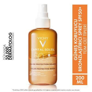 Vichy Capital Soleil SPF 50 Sunscreen Spray: Broad Spectrum UVA/UVB Protection, Promotes Tanning, Water Resistant - Ideal Daily Sun Protection Vichy SPF 50 Sunscreen Spray - Tanning & Sun Protection SPF 50 sunscreen, sunscreen spray, bronzlaştırıcı güneş koruyucu, tanning sunscreen, water resistant sunscreen, high SPF sunscreen, sun protection spray, Vichy sunscreen, sunscreen for tanning, daily sunscreen, sunscreen, sun protection, UVA/UVB protection, bronzing, tanning, water resistant, Vitamin E, antioxid
