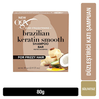 OGX Brazilian Keratin Therapy Solid Shampoo Bar: Smooth Frizzy & Curly Hair with Coconut Oil, Sulfate-Free, Plastic-Free - Equivalent to 700ml Liquid Shampoo OGX Solid Shampoo Bar: Smooth Frizzy Hair, Sulfate-Free solid shampoo bar, sulfate-free shampoo, keratin shampoo, coconut oil shampoo, shampoo for frizzy hair, shampoo for curly hair, plastic-free shampoo, OGX shampoo, smoothing shampoo, hair smoothing shampoo, shampoo bar, sulfate free, keratin, coconut oil, frizzy hair, curly hair, plastic free, smoo