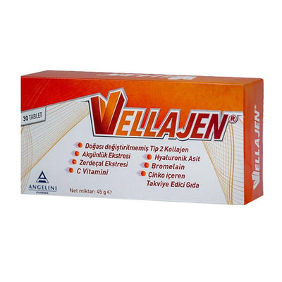 Vellajen Dietary Supplement for Joint Health Support - 30 Tablets with Collagen, Boswellia Serrata, Turmeric, Vitamin C,
