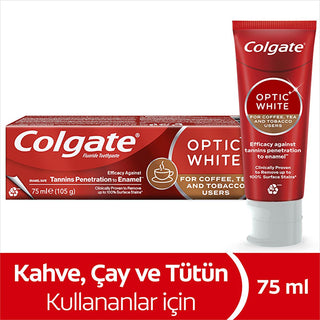 Colgate Optic White Whitening Toothpaste for Coffee & Tea Drinkers, Smokers - Gentle on Enamel, 2.54 fl oz
