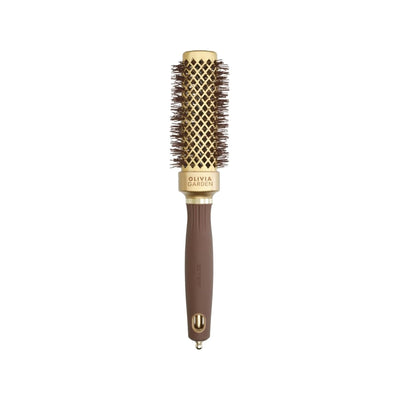 Olivia Garden Expert Blowout Straight Wavy Bristle Gold Brown Hair Brush 30mm - Professional Blowout Brush for Smooth Ha