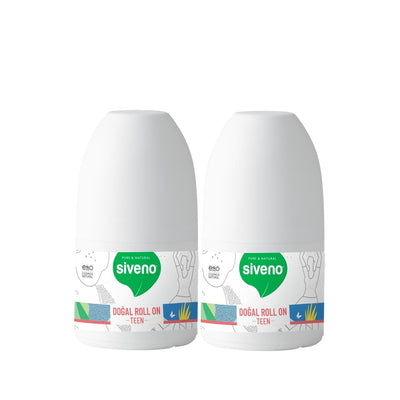 Siveno Natural Roll-On Teen Pink Deodorant - 2 x 50ml - Natural Ingredients, Gentle on Skin